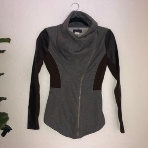 Venus Gray & Brown Moto Jacket